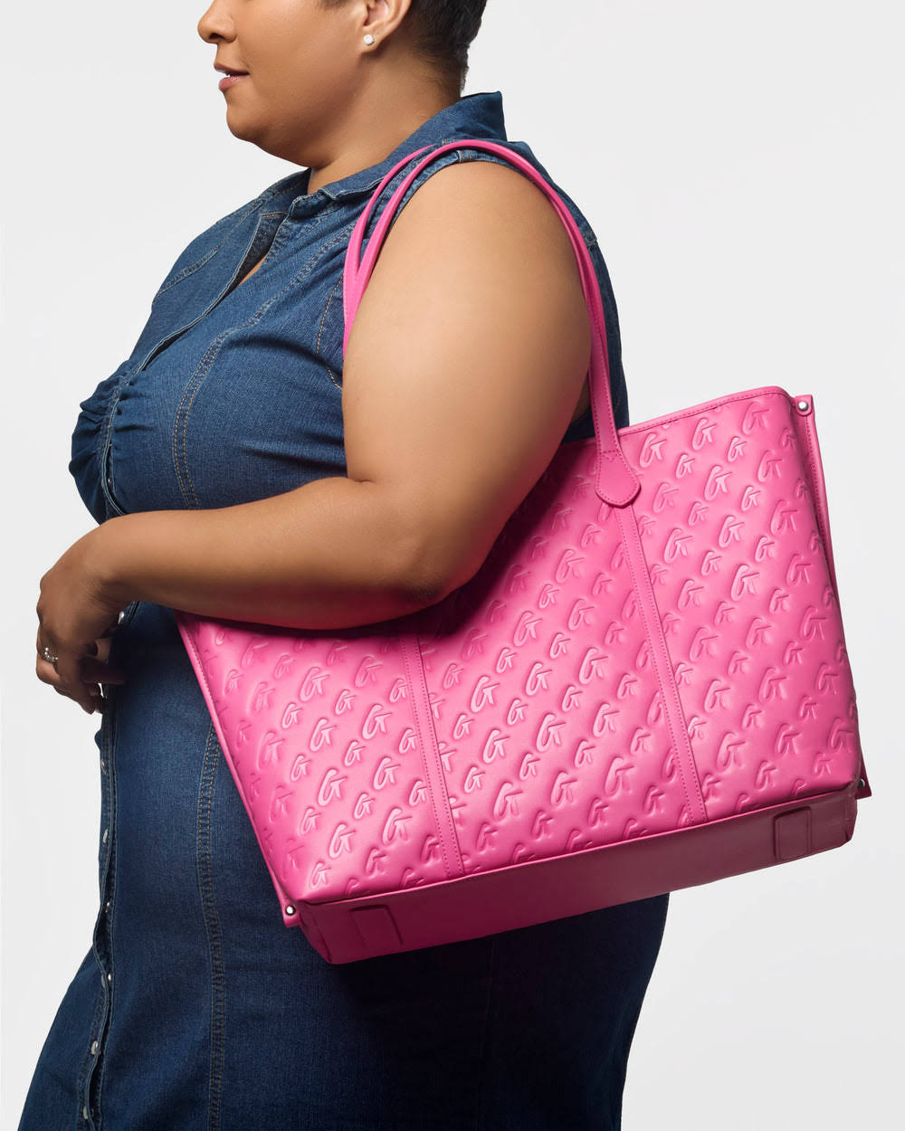 Extra Large Vegan Leather Tote - Hot Pink
