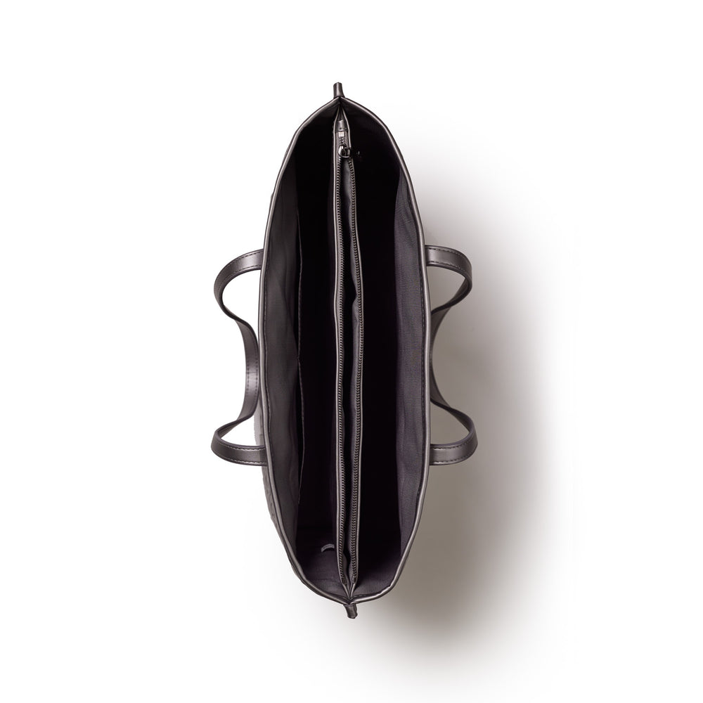 Vegan Leather Laptop Tote - Platinum