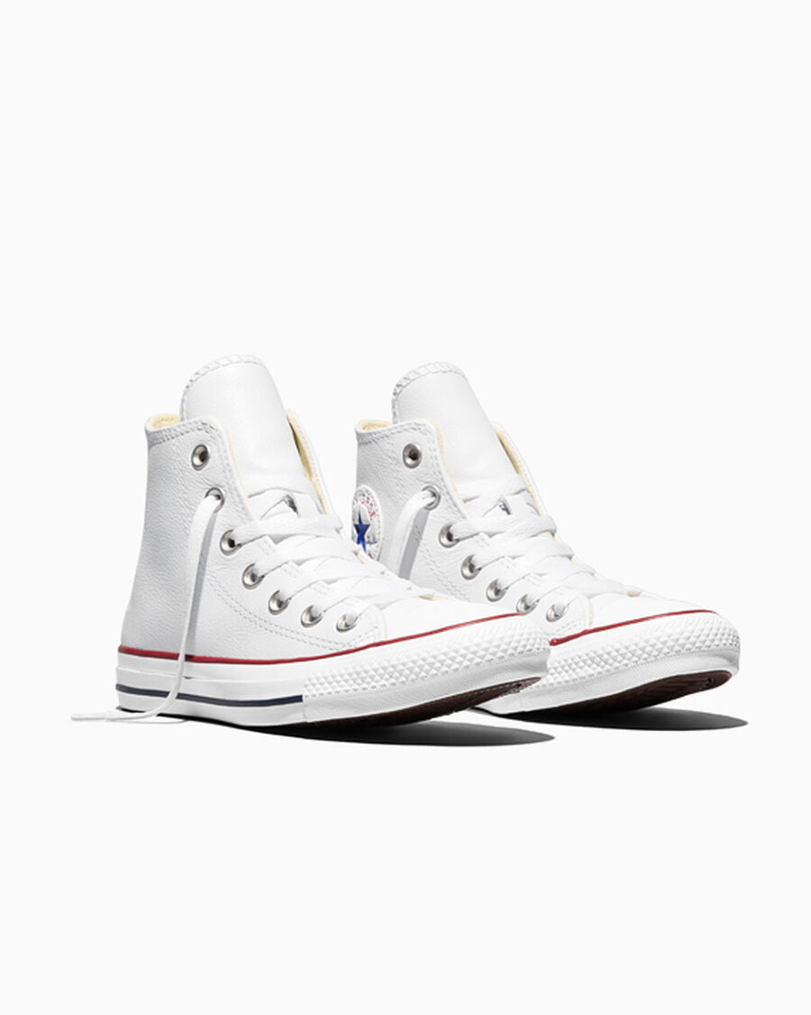 Leather High Top Sneaker - Black - White