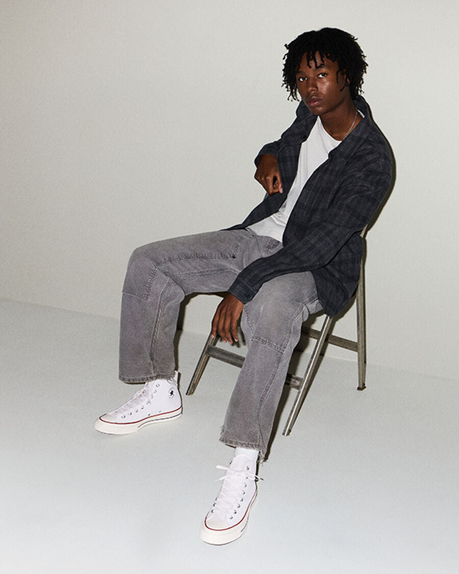 Heavyweight Canvas High Top Sneaker - Black - White/Garnet/Egret