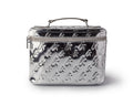 Large Metallic Vegan Leather Toiletry Bag - Silver
