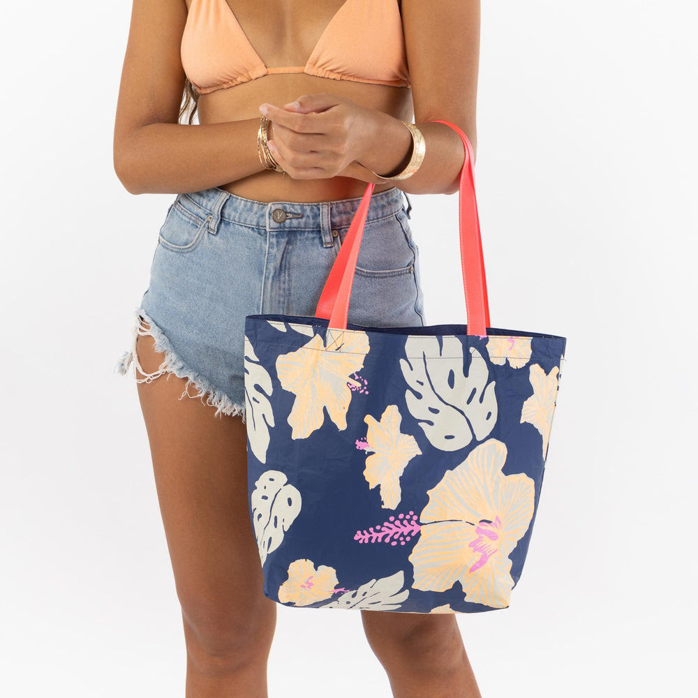 Reversible Nylon Tote - Tropical Print