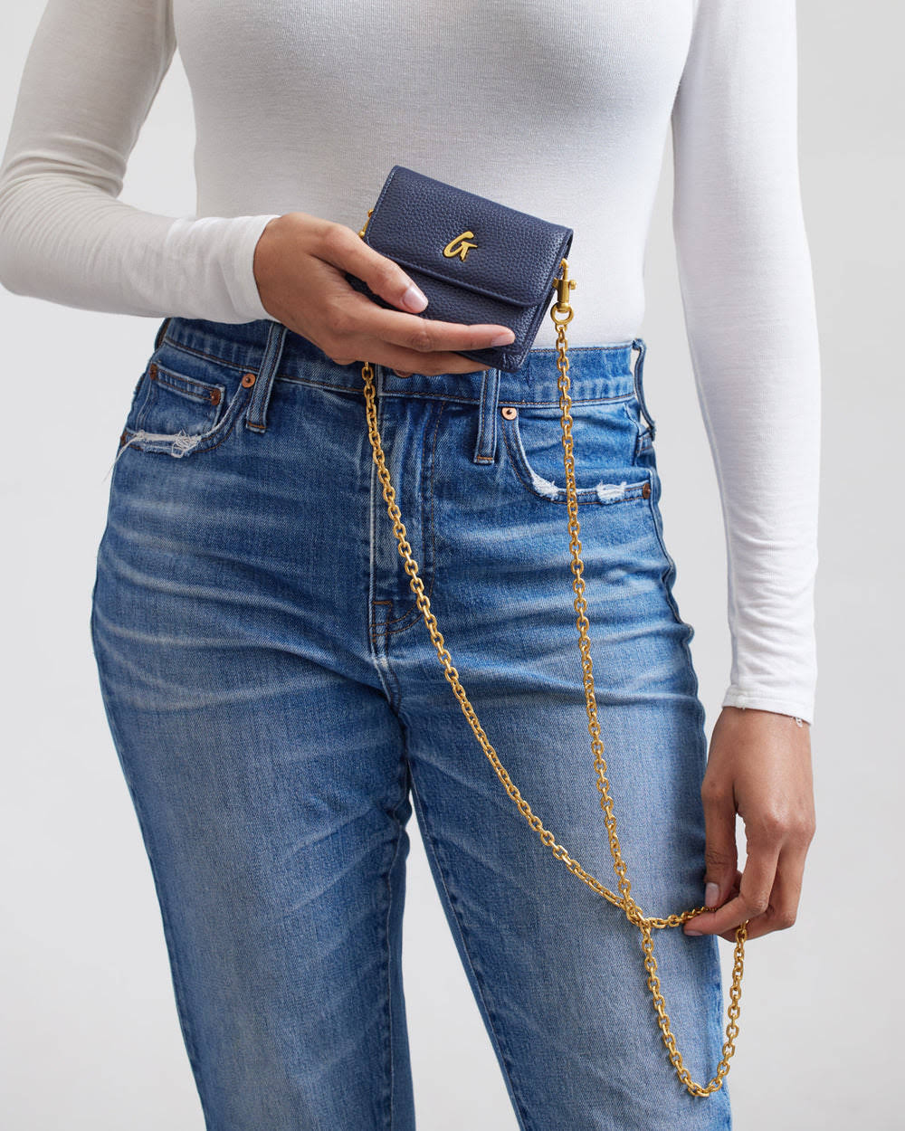 Mini Vegan Leather Wallet Crossbody - Navy