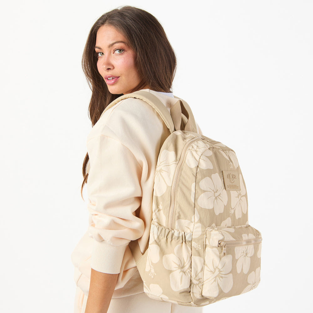 Ripstop Nylon Laptop Backpack - Floral