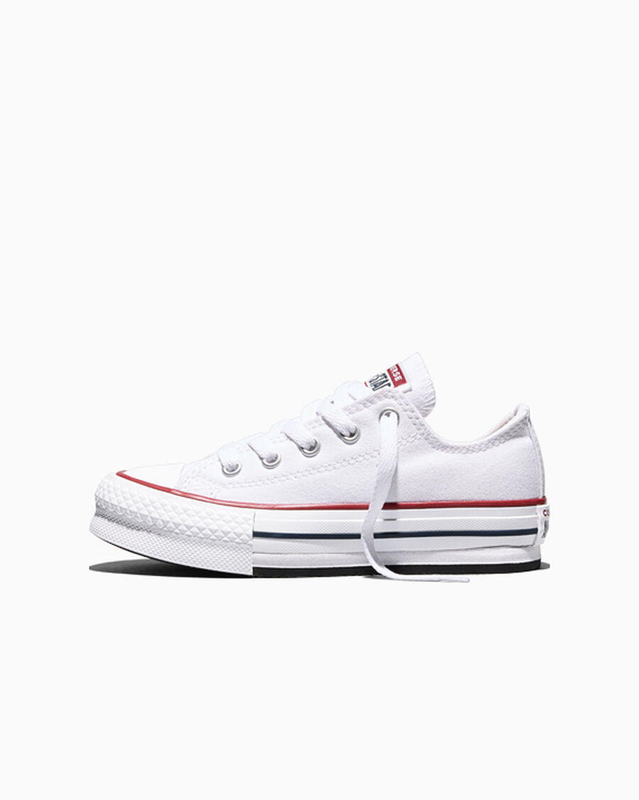 Kids Canvas Platform Low Top Sneaker - Black - White/Garnet/Navy