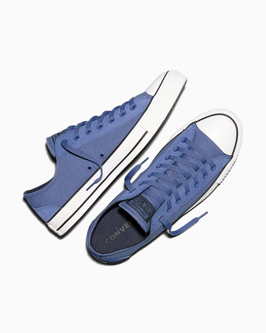 Canvas and Suede Low Top Sneaker - Blue - Indigo Storm/Obsidian Blue/White