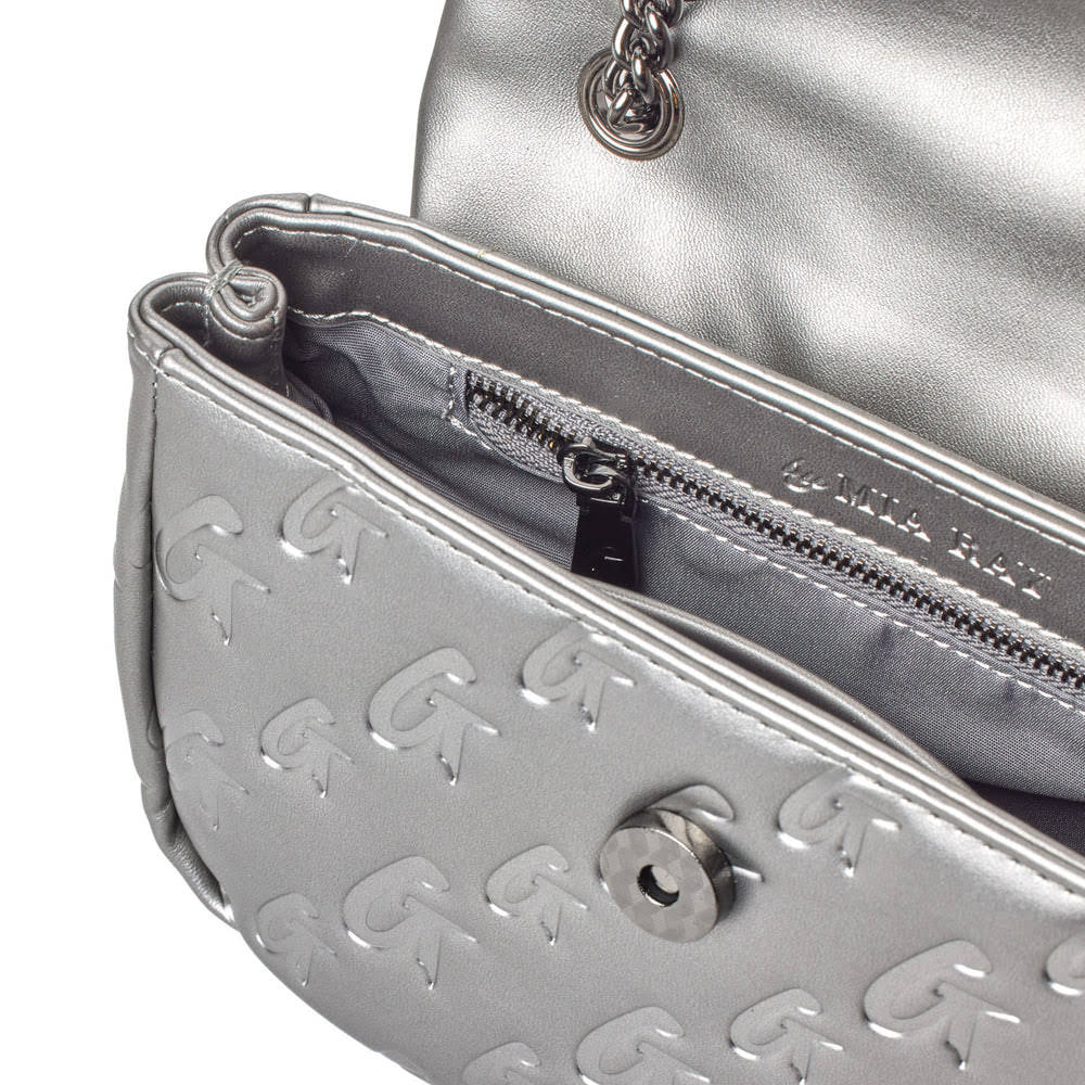 Mini Vegan Leather Flap Bag - Platinum