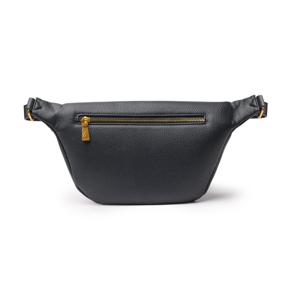 Textured Vegan Leather Belt Bag - Black