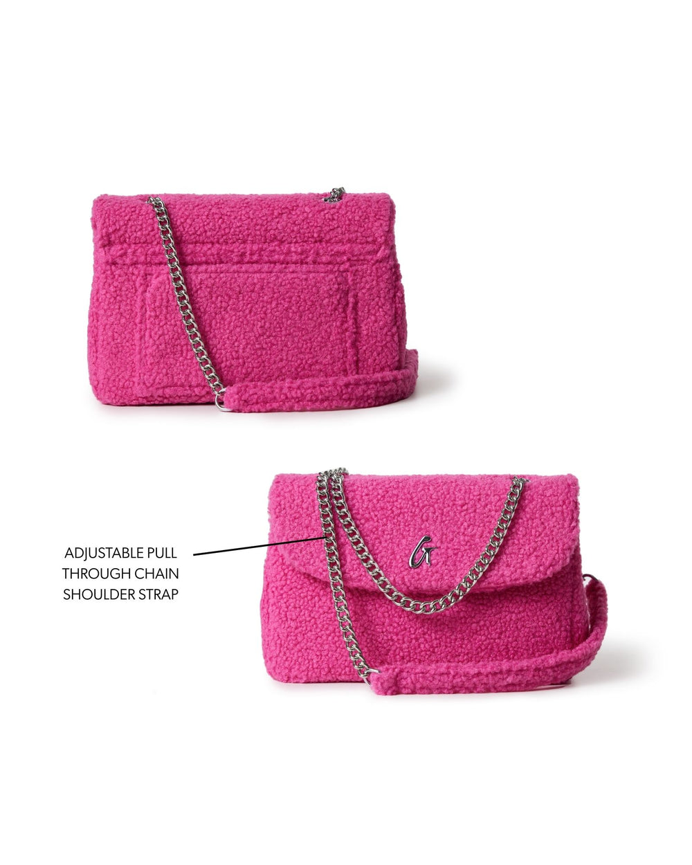 Medium Sherpa Flap Crossbody Bag - Hot Pink