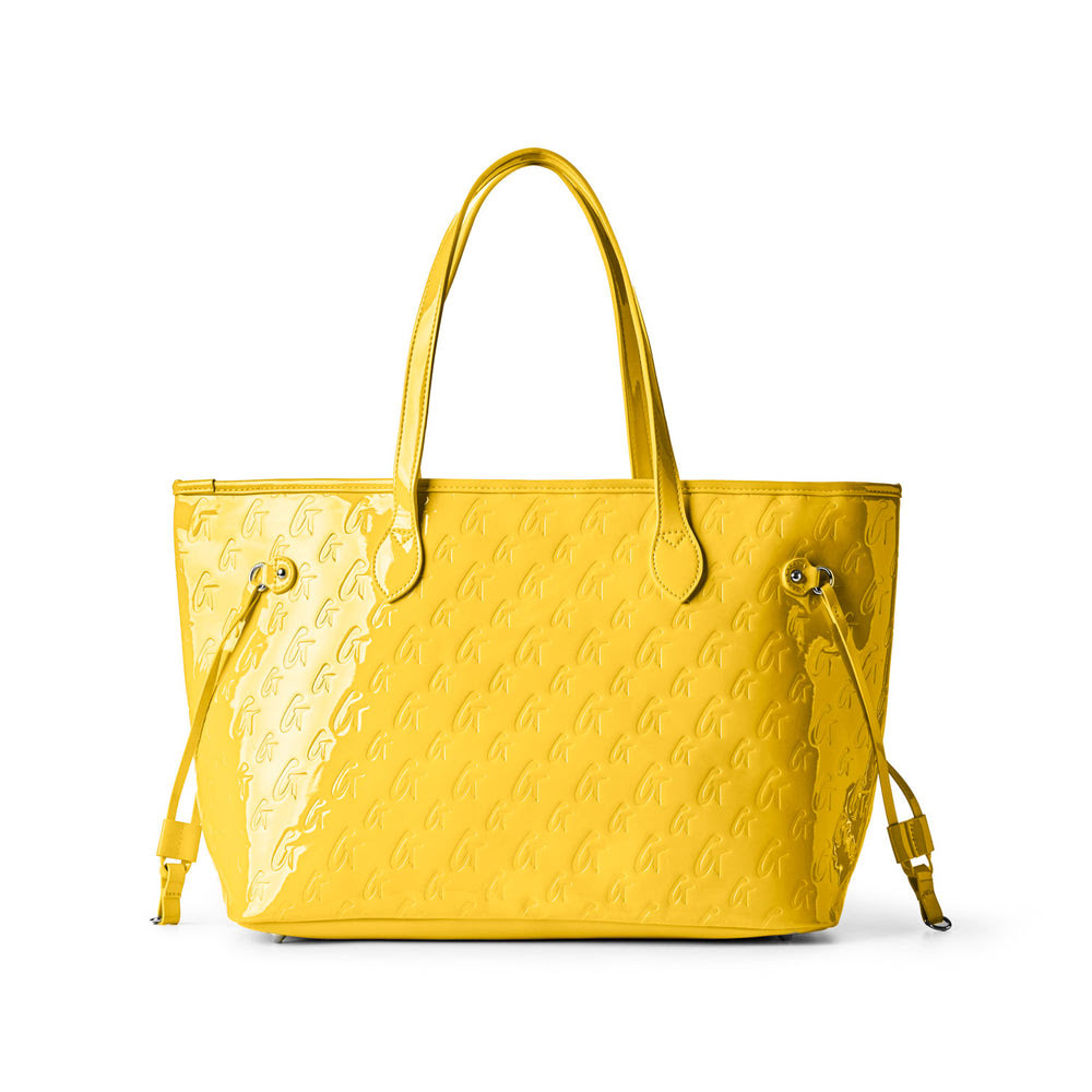 Vegan Leather Laptop Tote With Wristlet - Mirror Yellow