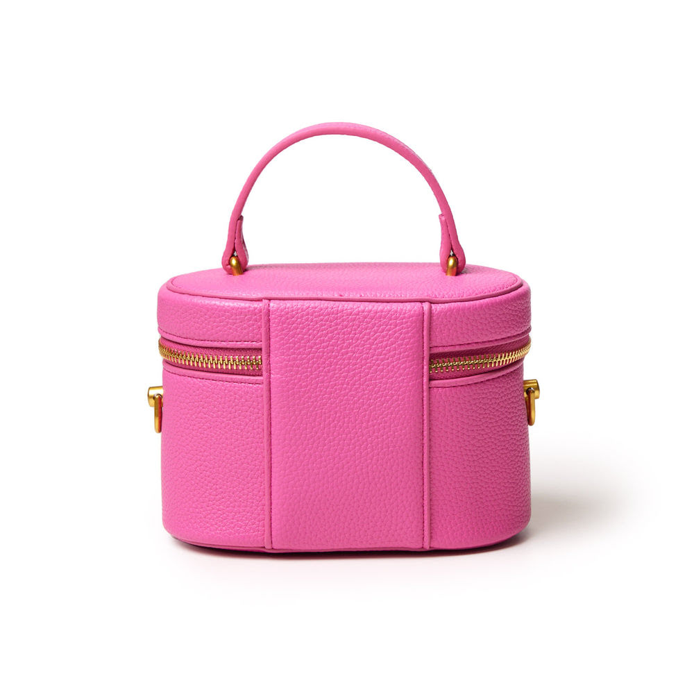 Mini Textured Vegan Leather Vanity Bag - Hot Pink