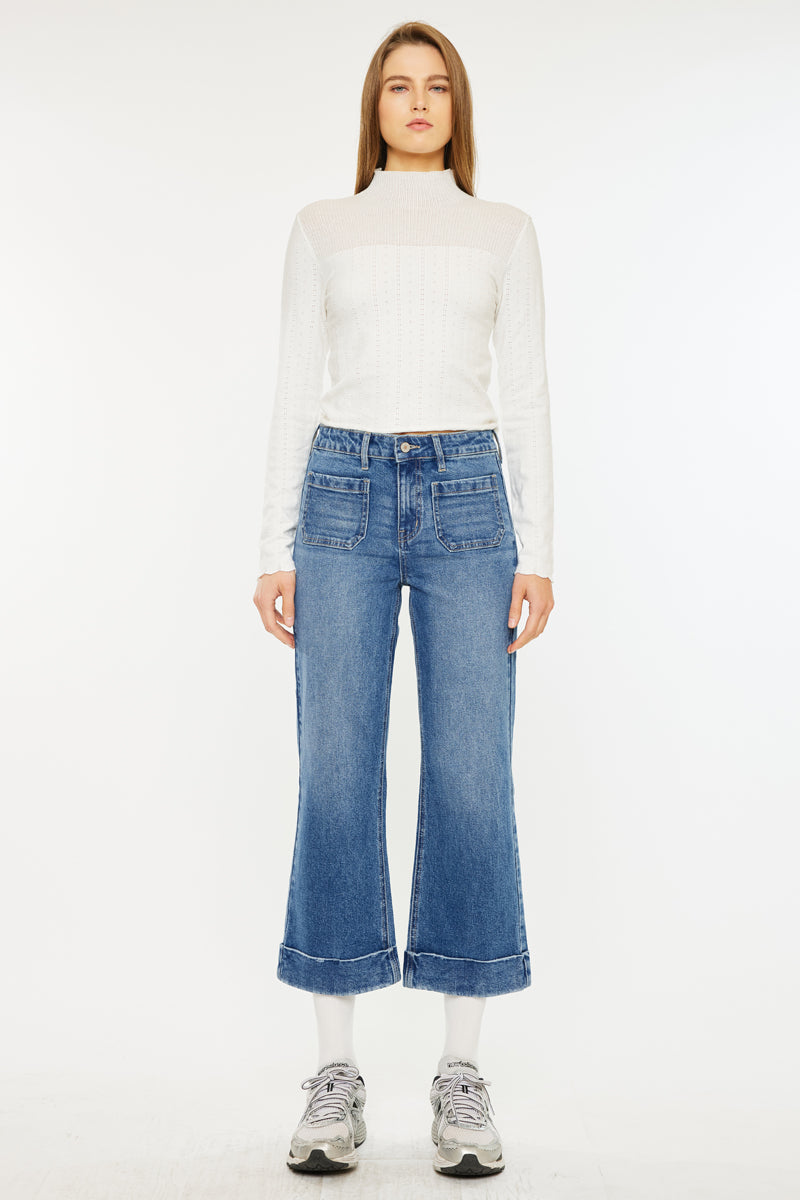 Women's High Rise Cropped Flare Jeans - Angelina