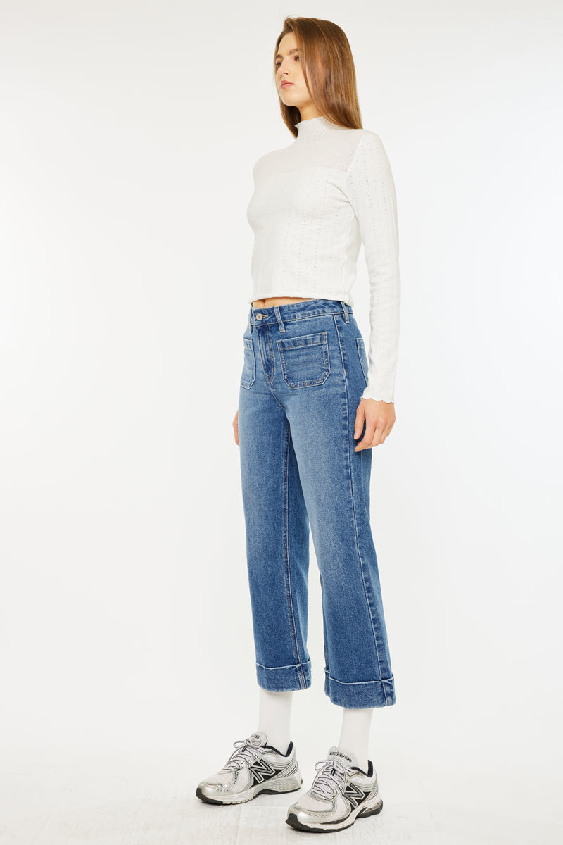 Women's High Rise Cropped Flare Jeans - Angelina