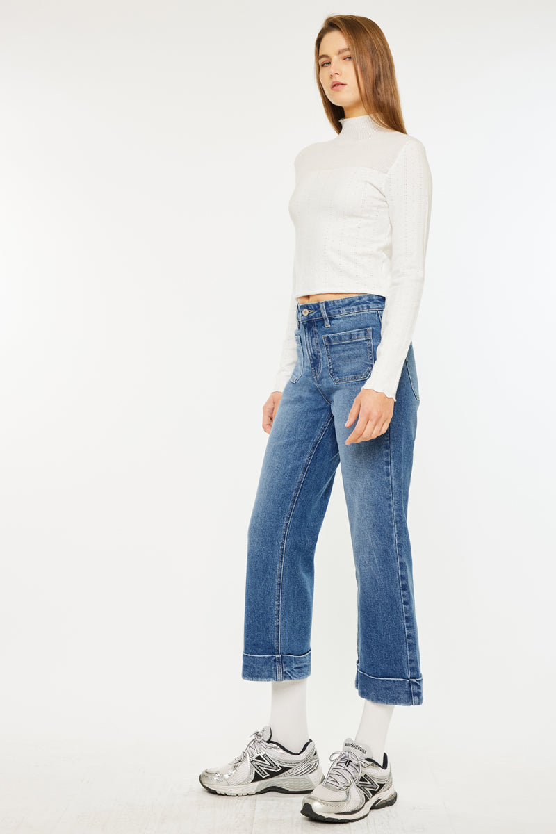 Women's High Rise Cropped Flare Jeans - Angelina