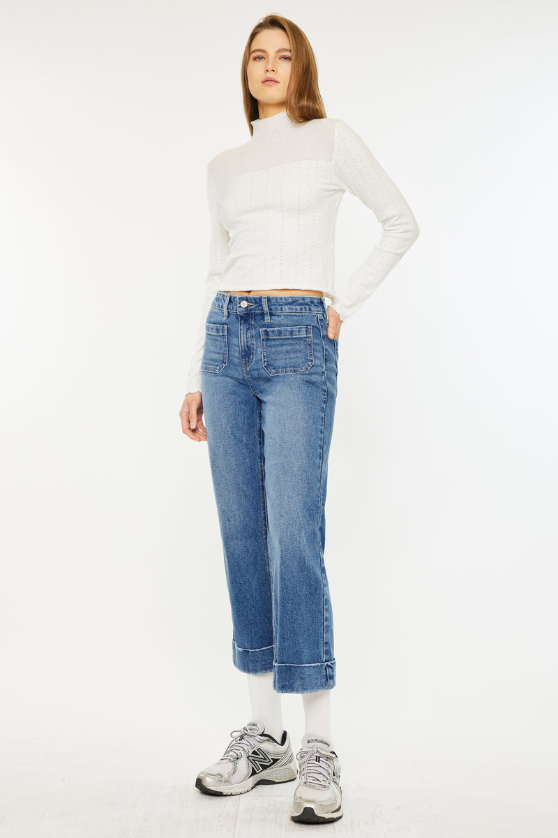 Women's High Rise Cropped Flare Jeans - Angelina