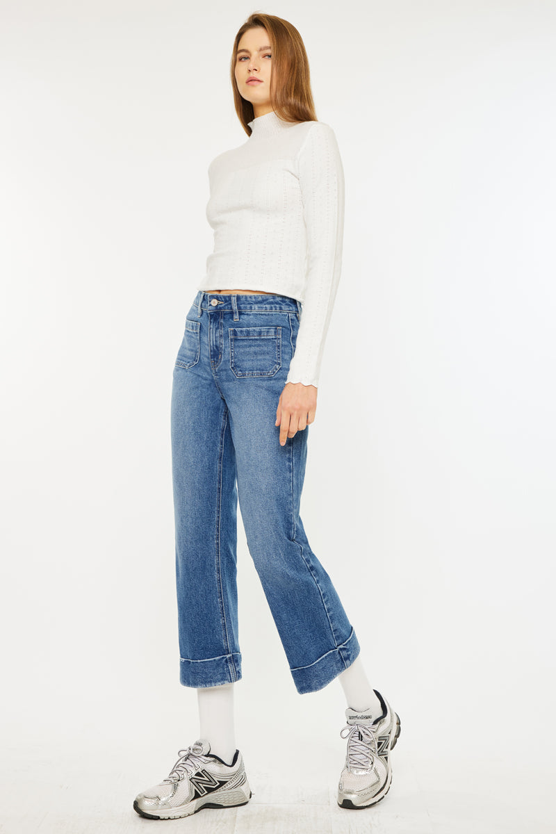 Women's High Rise Cropped Flare Jeans - Angelina