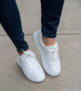 Corkys White Chunky Glaring Glitter Sneakers