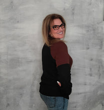 Load image into Gallery viewer, Black Waffle Knit  Multi Color Block Sweater
