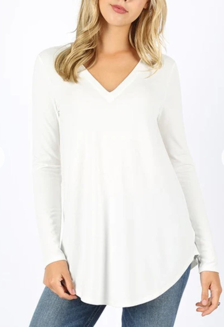Women's long sleeve V-neck top