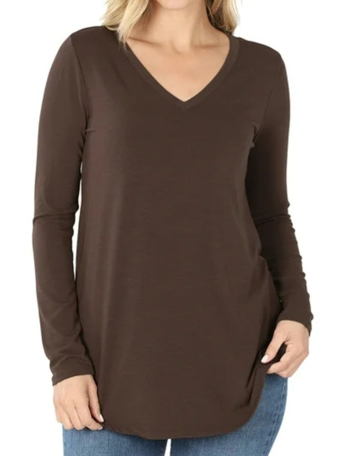 Women's long sleeve V-neck top