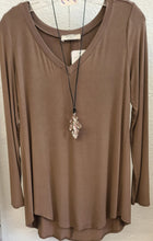 Load image into Gallery viewer, MOCHA LONG SLEEVE V-NECK TOP
