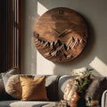 Modern Wall Clock Mountain Landscape, Handcrafted Wooden Hanging Art Timepiece