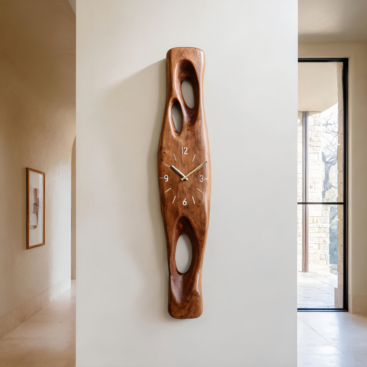 Minimalist Wooden Wall Clock Vertical Decor for Living Room