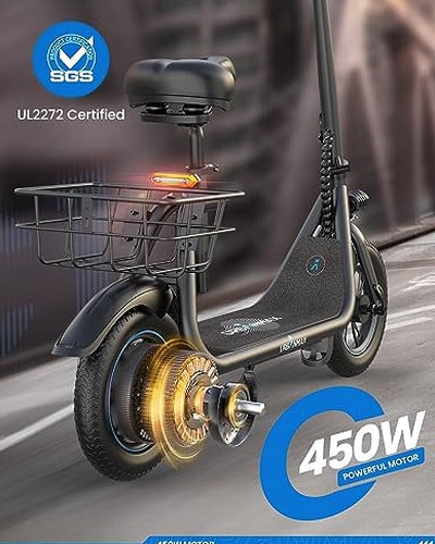 URBANMAX Electric Scooter With Seat, 450W Motor, 22 Miles Range, Black - C1