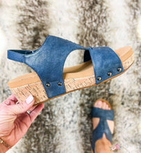 Load image into Gallery viewer, Corky&#39;s Refreshing Navy Blue Wedge Sandal
