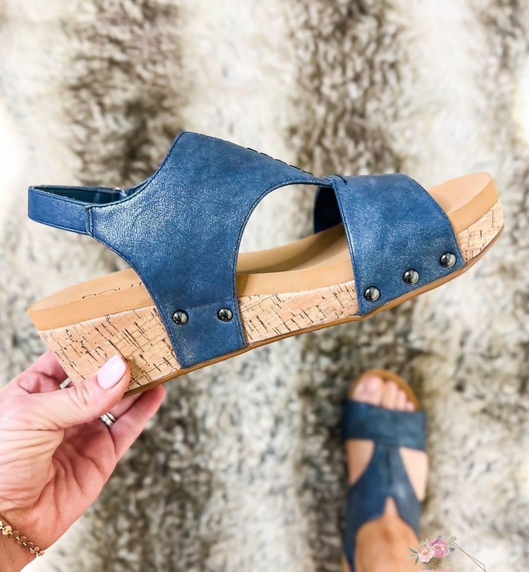 Corky's Refreshing Navy Blue Wedge Sandal